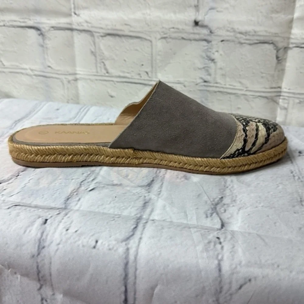 Kaanas Melilla Snakeskin Print Espadrille Mule‎ Slide Flat Shoes Size 7